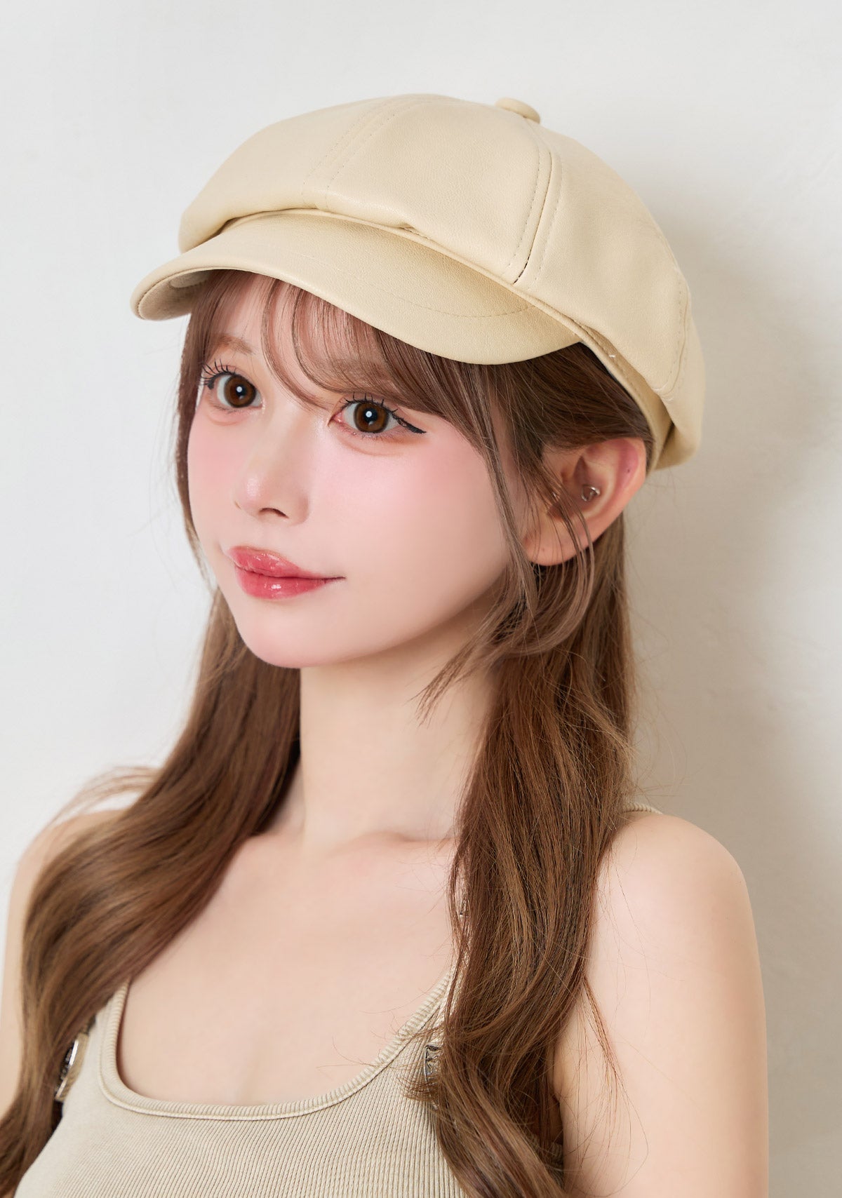 フェイクレザーギャザーキャスケット
