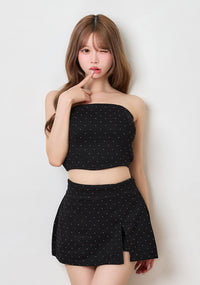 ベアトップ×スリットミニスカートセットアップ