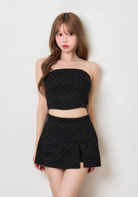 ベアトップ×スリットミニスカートセットアップ